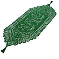 Green Lace Table Runner for Christmas Party Coffee Decor - 13x35 Inches