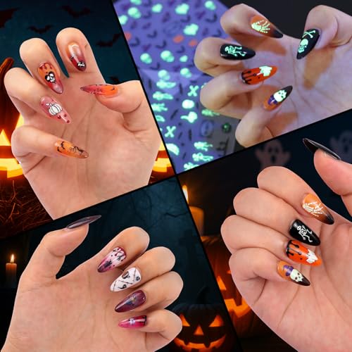 Halloween Nail Art Stickers Set - 6 Sheets with Pumpkins, Ghosts, Bats & Witches - Type1