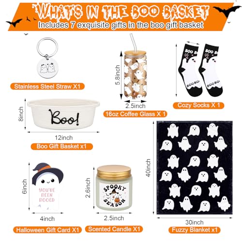 Mindsoft 7 Pcs Halloween Boo Basket Gifts Set - White Ghost Style