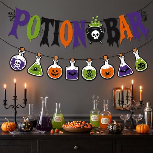 Halloween Potion Bar Banner & Bottle Garland Party Decorations - 2 Pieces