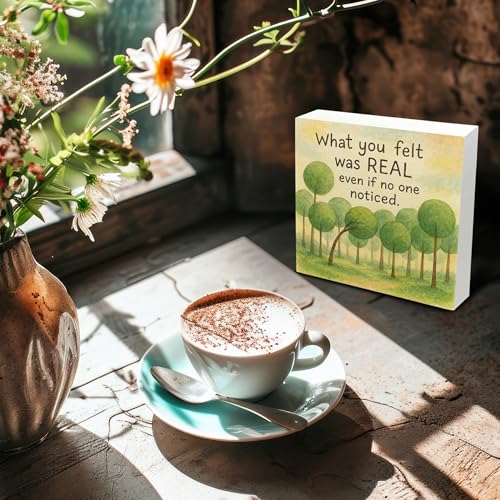 Tree Motivational Wooden Sign - Positive Affirmations Self-Love Decor, 5x5 Inch