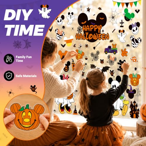 Halloween Window Clings - 8 Sheets Cute Pumpkin Spider Spooky Design - Halloween Party Decorations - Variation: Spooky