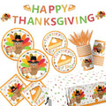 Thanksgiving Party Tableware Set - 142pcs Turkey Plates Napkins Cups Decor