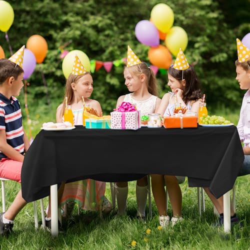 10 Pack Black Disposable Waterproof Tablecloths 54x108 Inches for Events and Parties