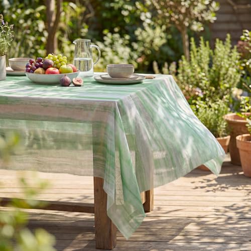 Fabric Tablecloth 52x70 Inch Rectangular Gradient Stripe Green - Durable & Easy Care