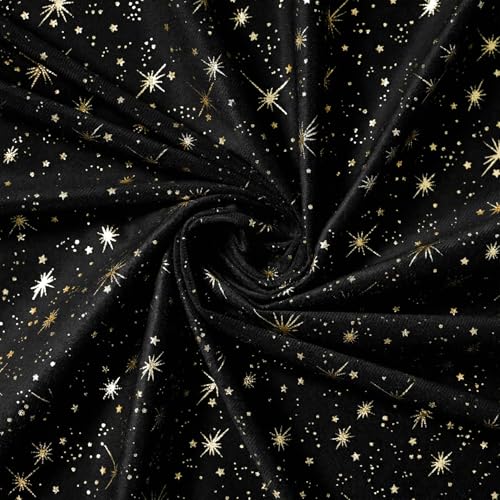 Black Round Tablecloth 60x60 Inch with Star Sequin - Durable Polyester