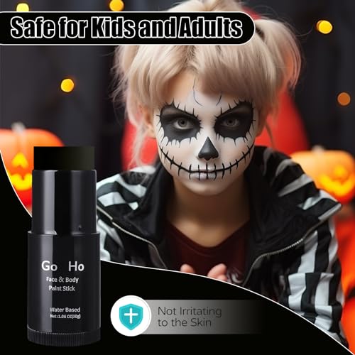 Black Face & Body Paint Stick - Full Coverage Halloween Cosplay Makeup - Non-Toxic & Washable - Variation: Black