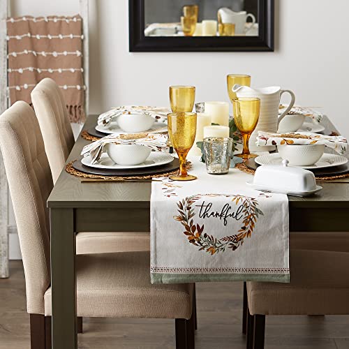 Fall's Bounty Reversible Autumn Table Runner 14x108 for Fall Decor - Thankful Collection