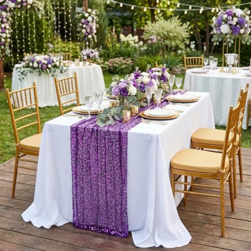 Dark Purple 2 Pack 25x120 Inch Sequin Table Runners - Party & Wedding Decor