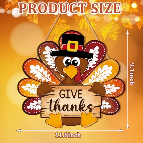 Thanksgiving Wooden Turkey Wreath for Front Door - Maple Leaf Large Fall Decor