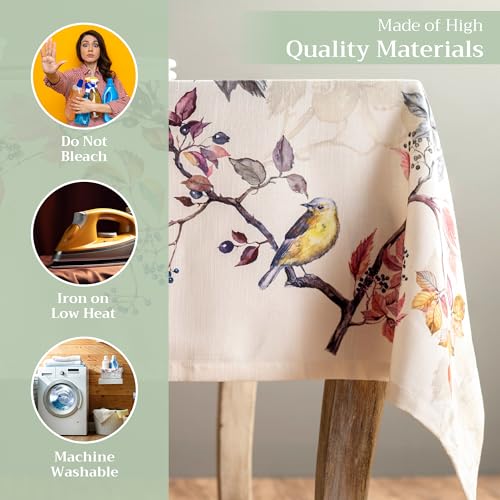 Maison d'Hermine Equinoxe Beige Rectangular Table Cloth 60x90 Inches - Elegant Cotton Holiday Decor