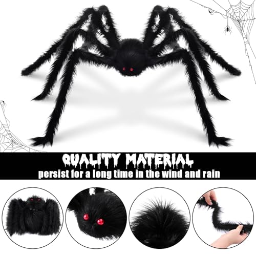 10FT Giant Black Hairy Spider Halloween Decoration - Creepy Outdoor Prop