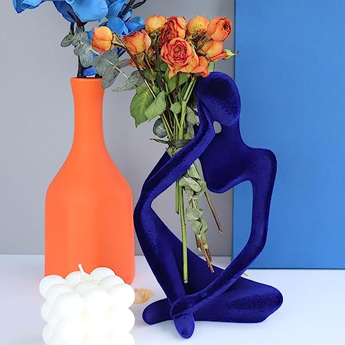 Blue Abstract Thinker Statue - Large Resin Flocked Decor Figurine for Living Room & Office
