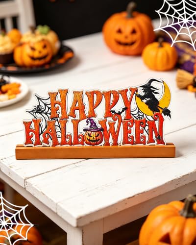 Halloween Wooden Tabletop Sign Decor - Spooky Home Centerpiece