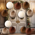 Velvet Christmas Ornaments Balls - 4 Inch Brown Shatterproof Holiday Decor - Set of 12