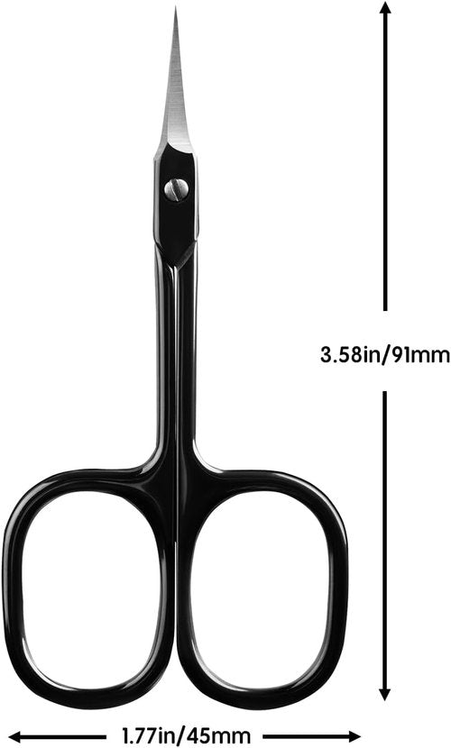 Velodios Professional Cuticle Scissors Extra Fine for Women and Men, Upgraded Curved Precise Pointed Tip Grooming Scissors for Trimming Eyebrow, Eyelash, Trim Nail and Dry Skin (Black)