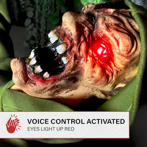 4.4 Ft Impaled Zombie Animatronic - Voice-Activated Halloween Decoration