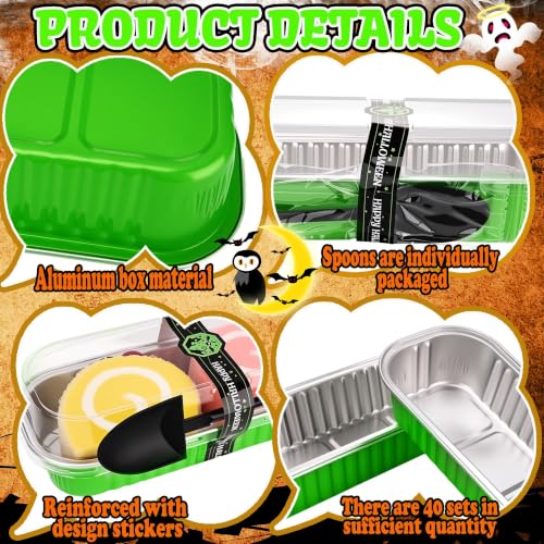 Halloween Cake Cups with Lids & Zombie Hand Toppers - 40 Set Spooky Dessert Cups & Decorations