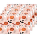 Halloween Farmhouse Placemats Set of 4 - Pumpkin Ghost Bat Seasonal Table Mats