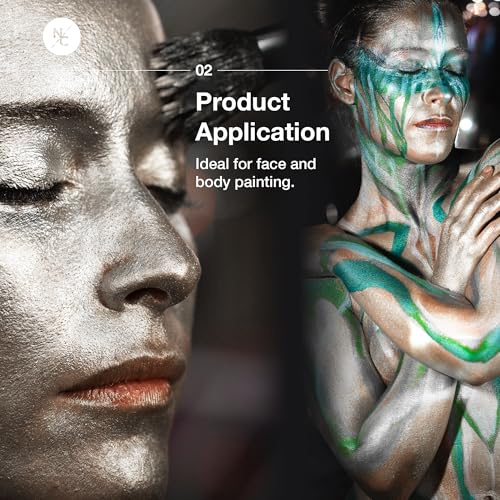 Water-Activated Face & Body Paint - Silver - Long-Lasting SFX & Cosplay Makeup 0.70 oz