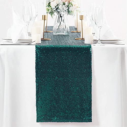 Teal Sequin Table Runner 12x108 Inch 5-Piece Set - Party & Wedding Decor