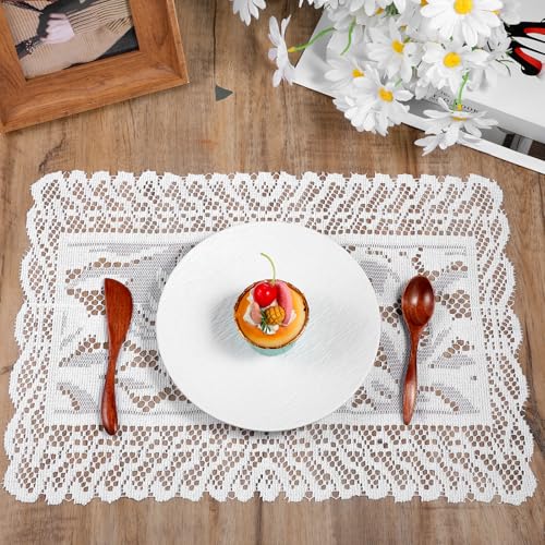 White Lace Placemats Set of 2 - Elegant Table Decor for Dining & Events