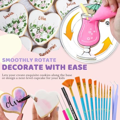 Cookie Decorating Kit 118pcs with Turntable & Icing Tips - Baking Supplies Gift Set
