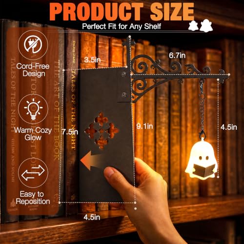 Vinspire Ghost Bookshelf Lantern - Reading Light for Shelves, 2PCS - Halloween Decor