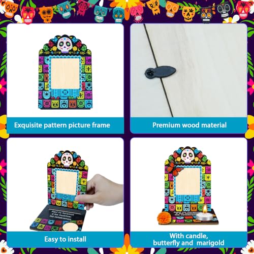 Dia De Los Muertos Photo Frame Set with Candles & Decor for Ofrenda Altar