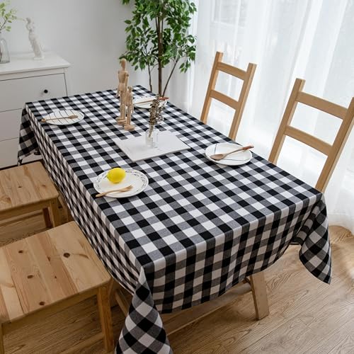 Checkered Table Cover 54x84 Inch - Black & White Wrinkle-Resistant Polyester, Holiday & Party Decor (Variation of THIS listing)