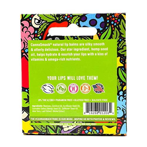 CannaSmack Natural Hemp Lip Balm - Soothe & Moisturize Lips | 5 Flavor Options - Mango, Tropical, Peach, Berry, Cherry