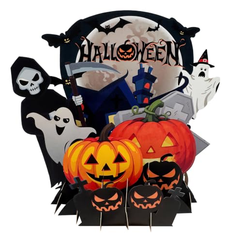 3D Halloween Pop-Up Greeting Card with Envelope & Blank Note
