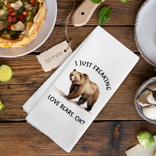 Funny Bear Kitchen Towels - Rustic Camping Bathroom & Kitchen Decor - 16x24 Inches - Bear Variation