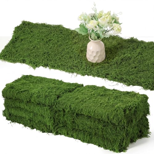 Artificial Moss Table Runner - Halloween Enchanted Party Decor, Green, 8ft - Zeyune