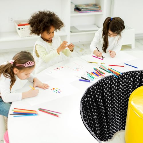 Black and White Polka Dot Table Skirt for Teacher Desks - 165 x 30 Inches, Elegant Style