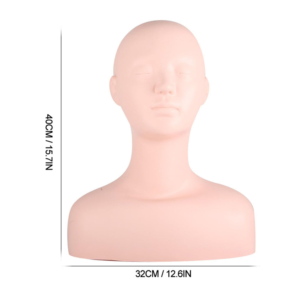 YFSAN Esthetics Mannequin Head with Shoulders, Multi Function Massage Makeup Practice Soft Mannequin Head Model Wig Hat Display