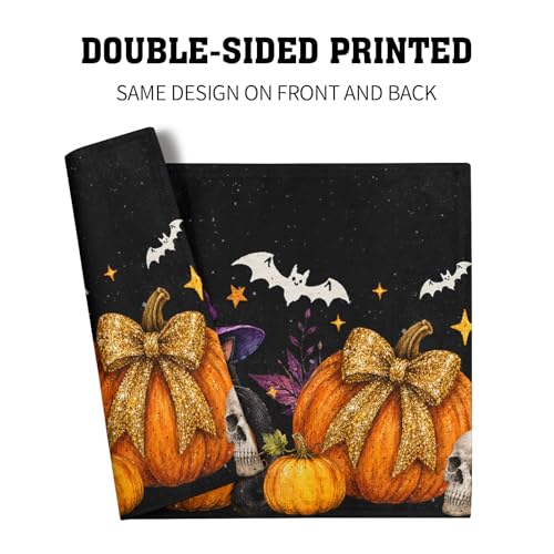 Halloween Placemat Set of 4 - Spooky Ghosts Pumpkins Cats Bats Web Table Mats