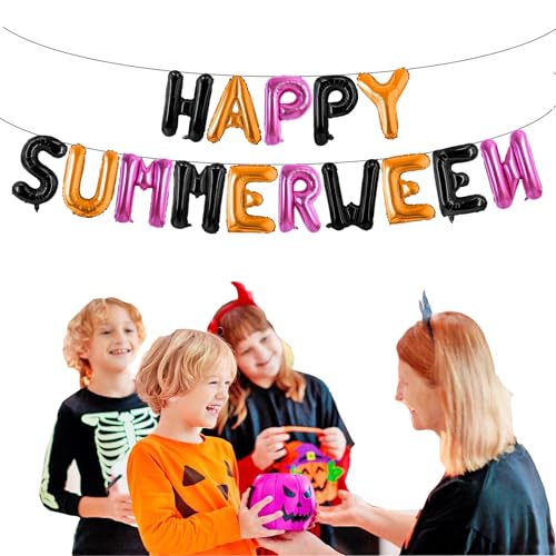 Summer Halloween Foil Balloon Banner - Tropical Beach Party Decorations