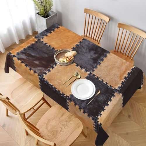 Cowhide Rectangle Tablecloth - Washable 60x90 Inch Decorative Table Cover for Parties & Outdoor Dining