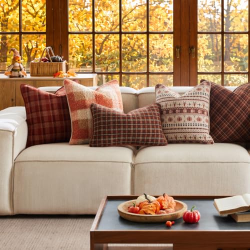 Fall Pumpkin Pillow Cover 18x18 Inches with Piping - Burnt Orange - Kevin Textile