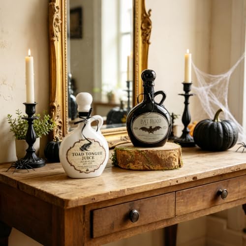 Ceramic Halloween Potion Bottle - White Toad Variation for Gothic Decor