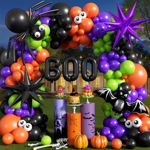 Halloween Balloon Arch Kit with Orange, Black, Purple & Green Balloons
