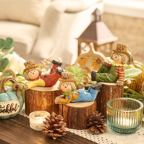 Medium Valery Madelyn Fall Scarecrow Decorations Set - 3 Pcs Harvest Figurines for Home & Garden