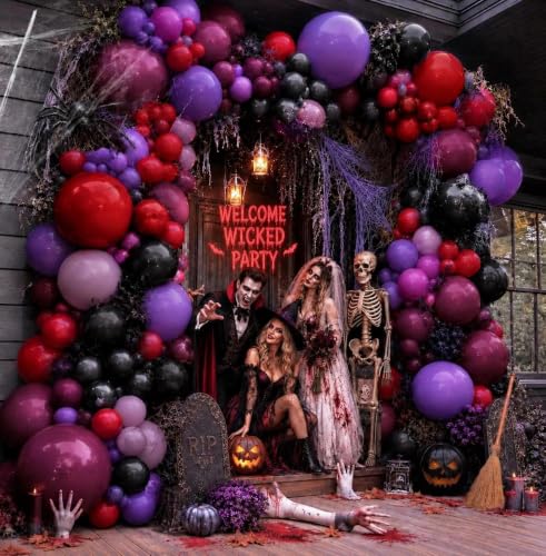 Halloween Balloon Arch Kit - Dark Purple Black Red Plum Lavender Spider - Variation of THIS listing