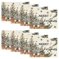 Christmas Placemats Set of 8 - 12x18 Inch Holiday Table Decor, Beige