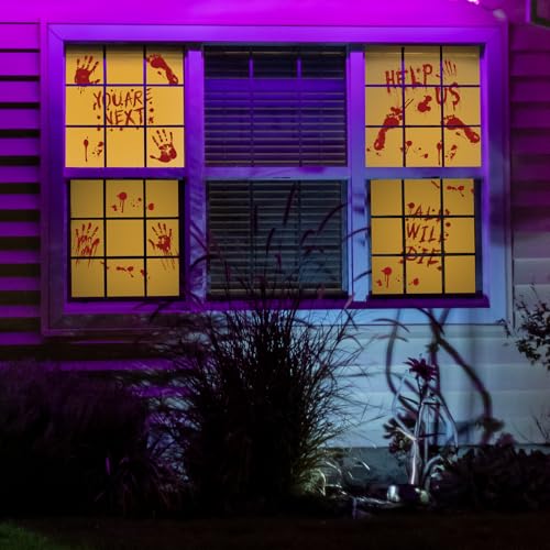 Halloween Bloody Handprint & Footprint Window Clings - Style3, 12 Sheets