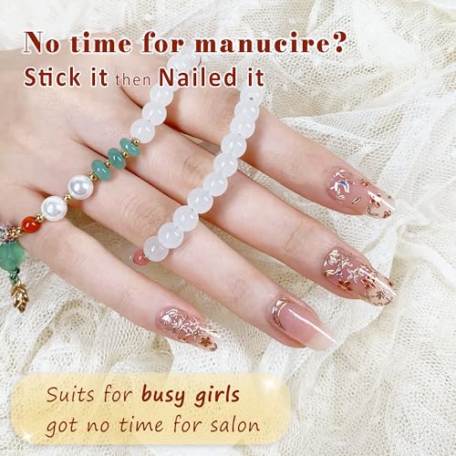 GelMala Semi Cured Gel Nail Strips - Oriental Design, Long-Lasting, Easy Application - Oiseaux Émaillés