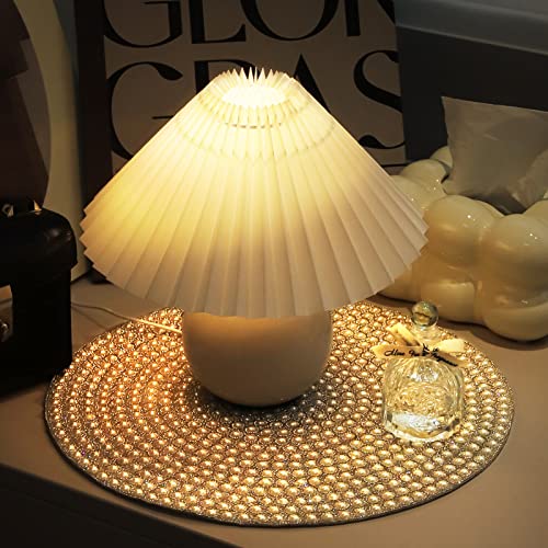 Silver Pearl Rhinestone Placemat - 15 Inch Round Dining Table Decor - Variation: Silver Pearls / 1PCS