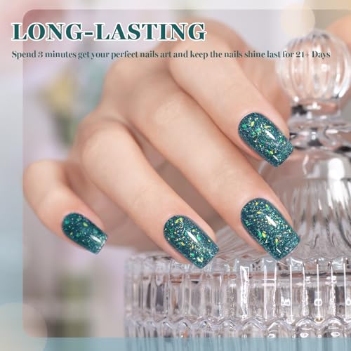 Reflective Glitter Gel Nail Polish - Dark Blue Rainbow Iridescent 7.5ml - Variation RAR1305