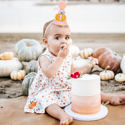 Pink Pumpkin First Birthday Hat - Autumn Halloween Thanksgiving Party Crown